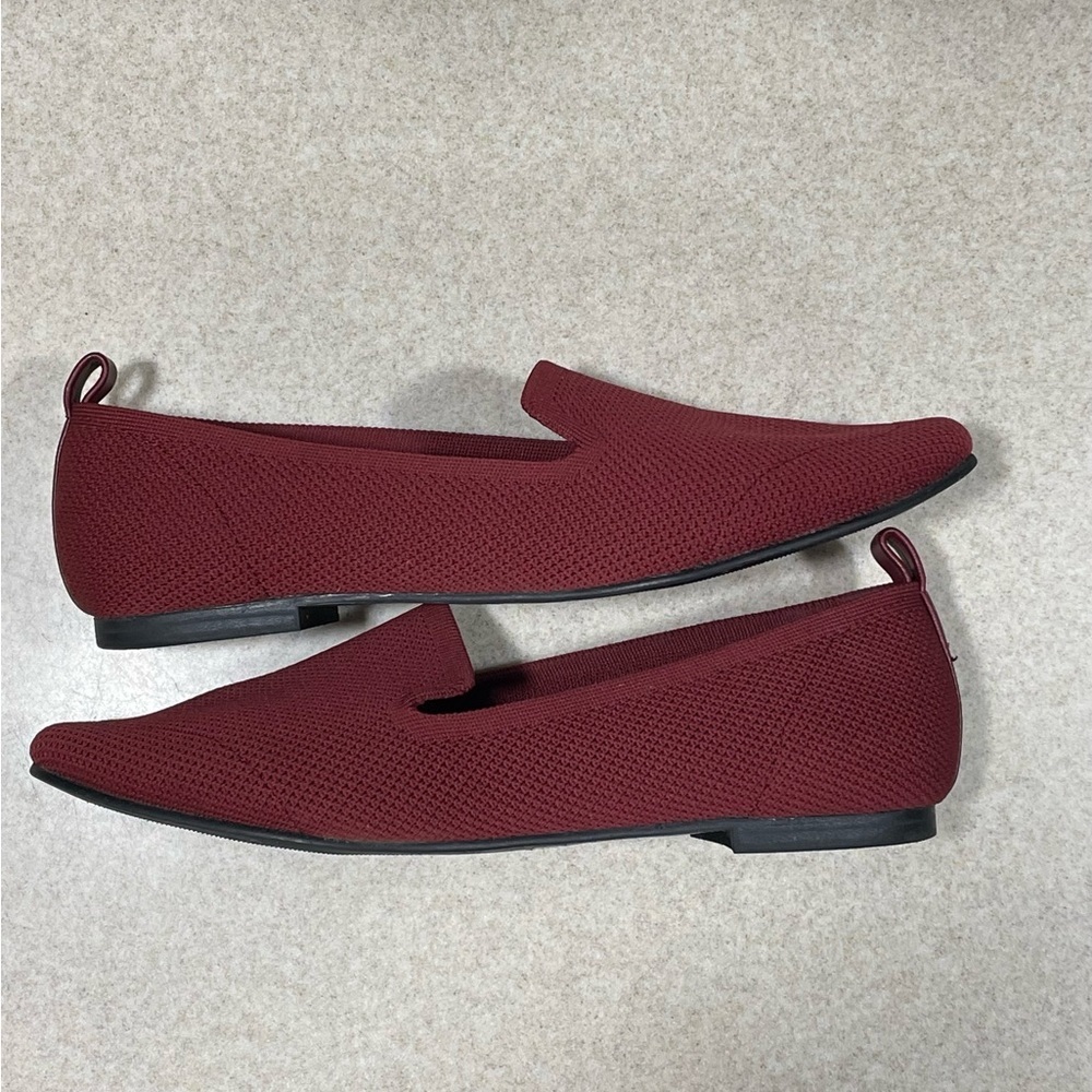 Slip-On Knit Flats in Wine - Picture 8 of 11
